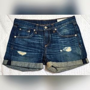 Rag And Bone Women's Distressed Denim Shorts Size 24 Made In USA